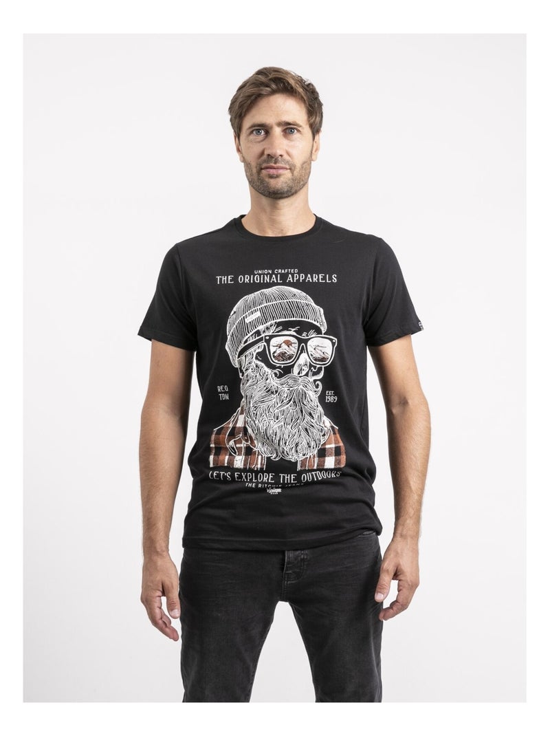 T-shirt manches courtes pur coton JOCOLZA Noir - Kiabi