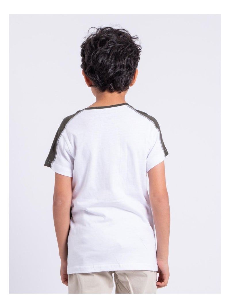 T-shirt manches courtes pur coton NABALIA garçon Kaki - Kiabi