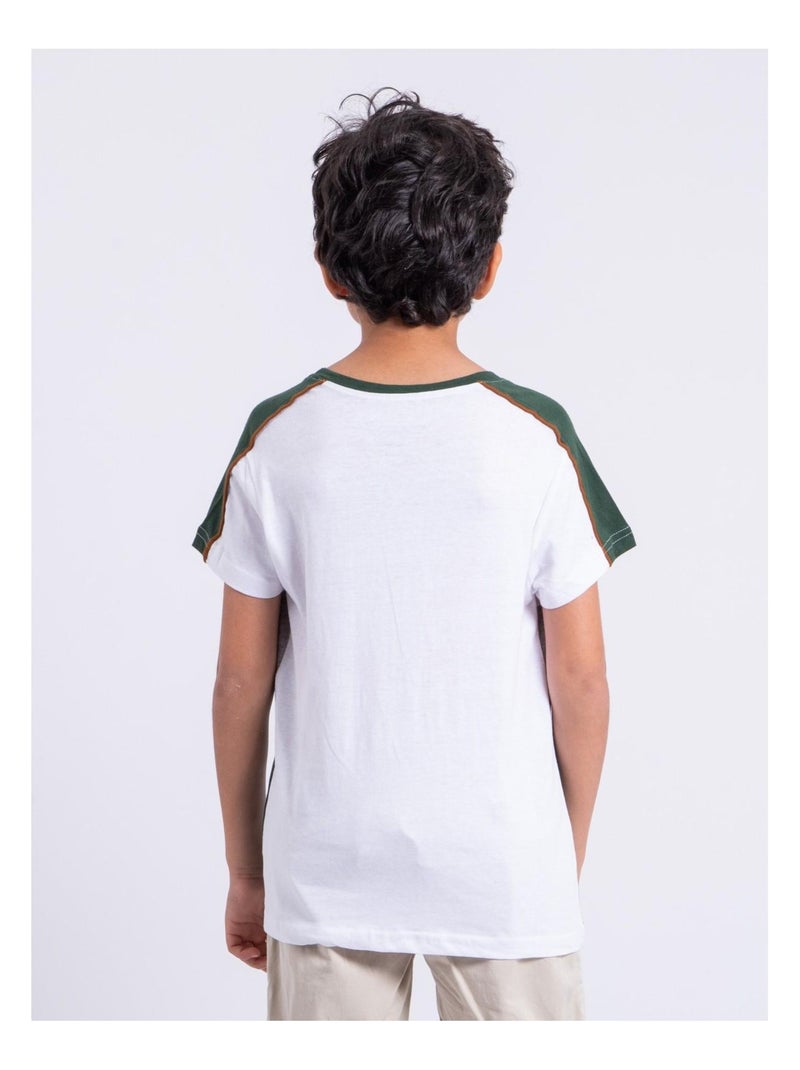 T-shirt manches courtes pur coton NABALIA garçon Vert - Kiabi