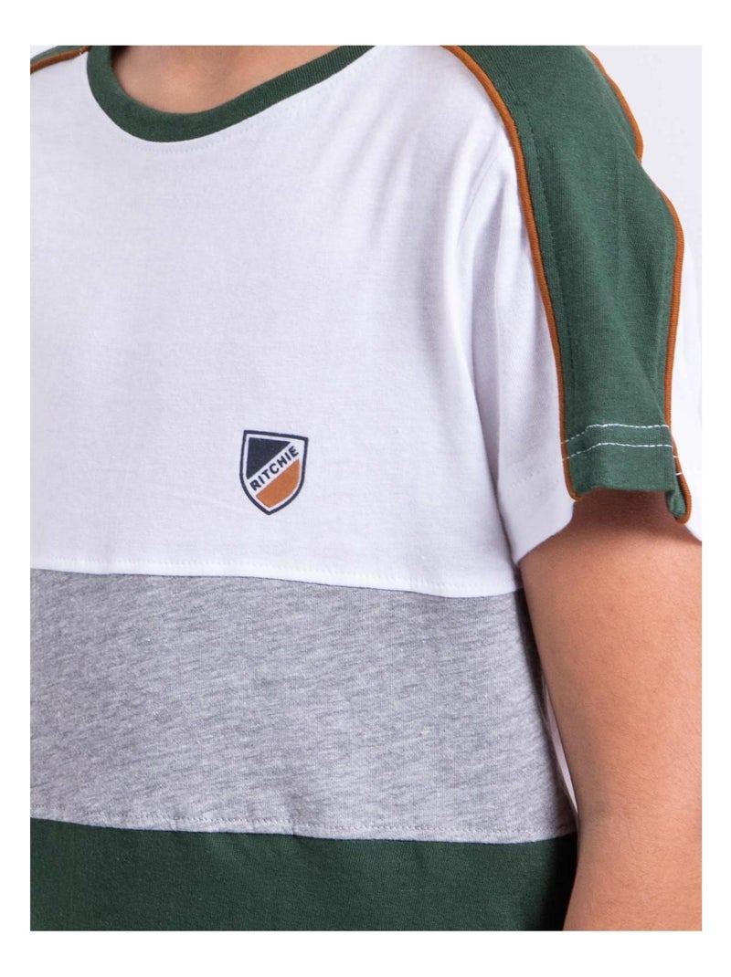 T-shirt manches courtes pur coton NABALIA garçon Vert - Kiabi