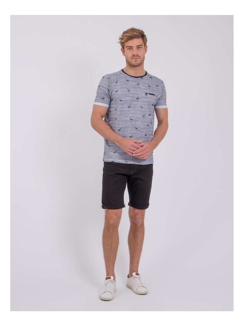 T-shirt manches courtes pur coton NABALVINE Bleu marine - Kiabi