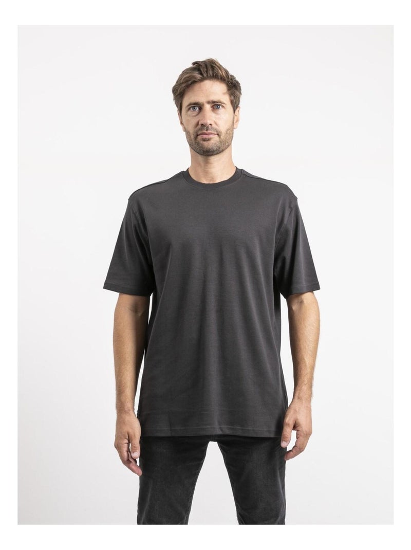 T-shirt manches courtes pur coton oversize JOCITRON Gris - Kiabi