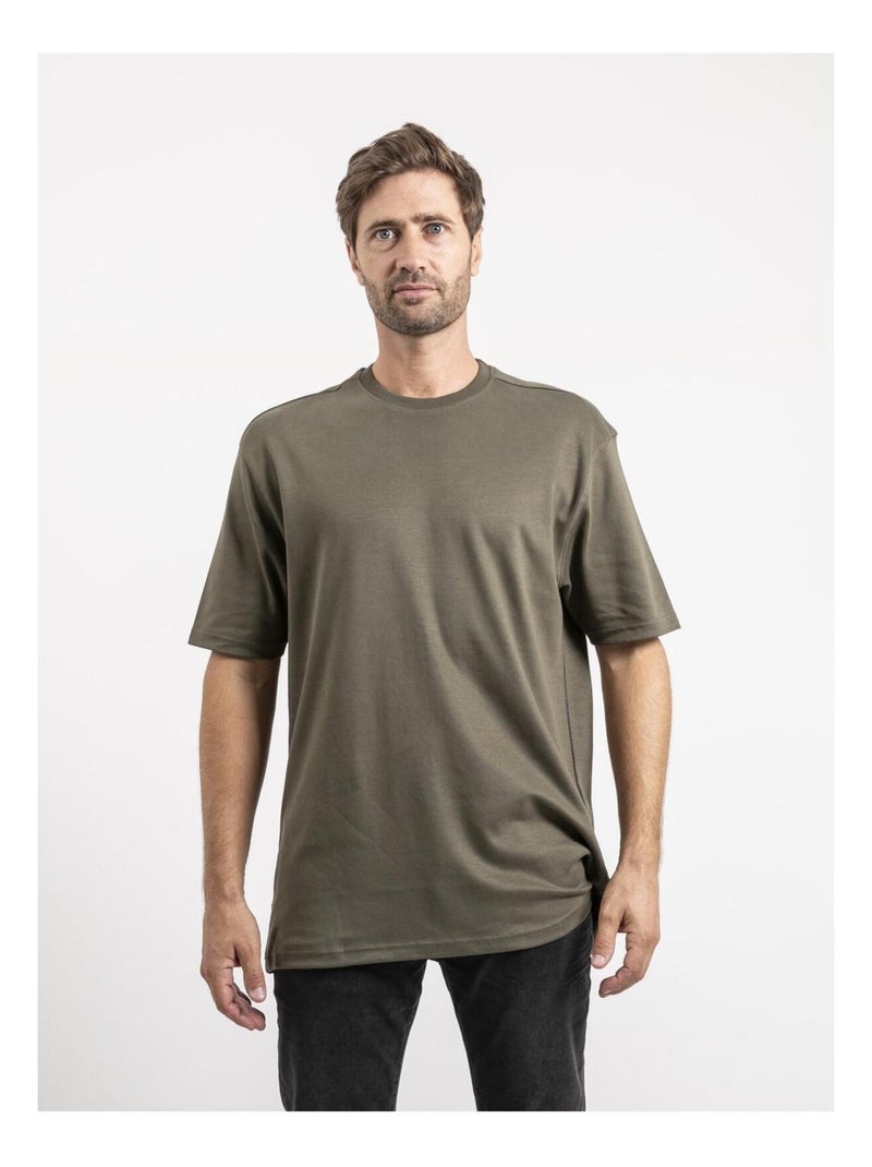 T-shirt manches courtes pur coton oversize JOCITRON Kaki - Kiabi