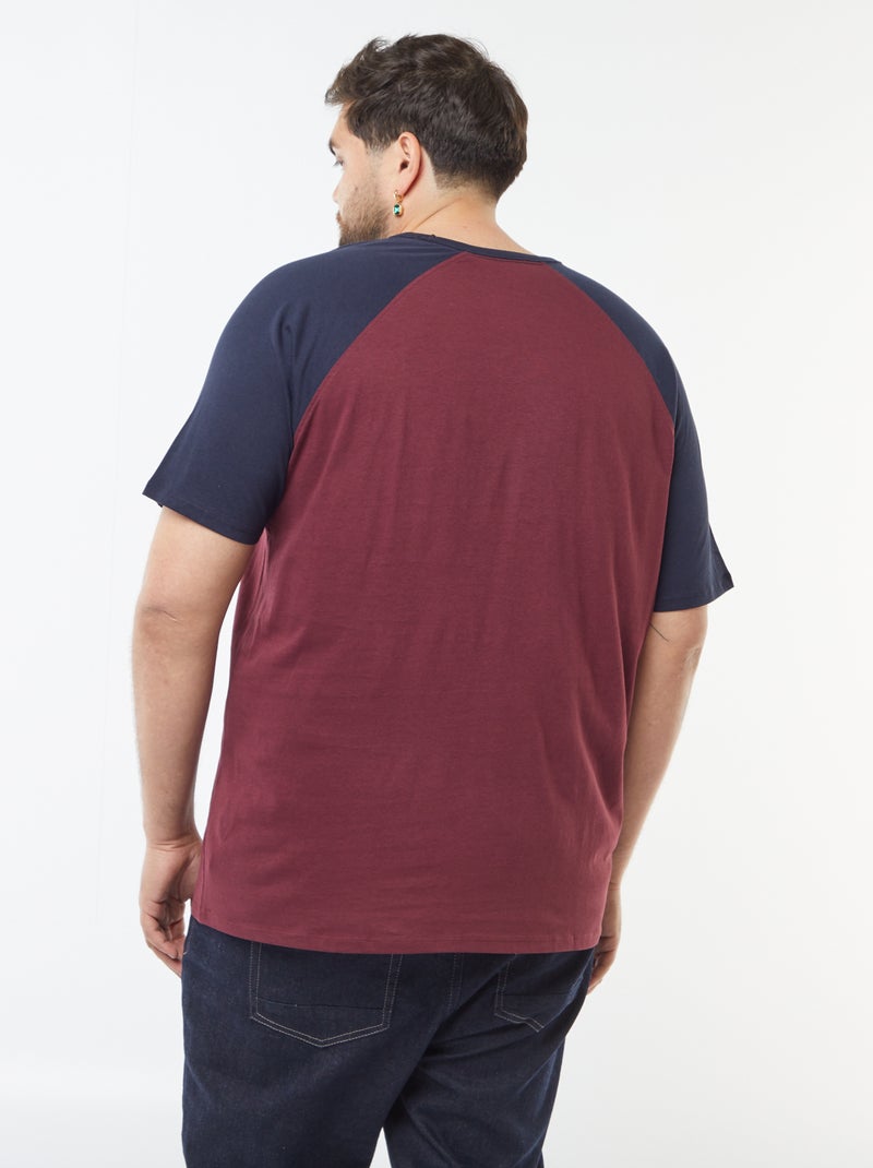 T-shirt Manches courtes raglan avec poche poitrine Bleu - Kiabi