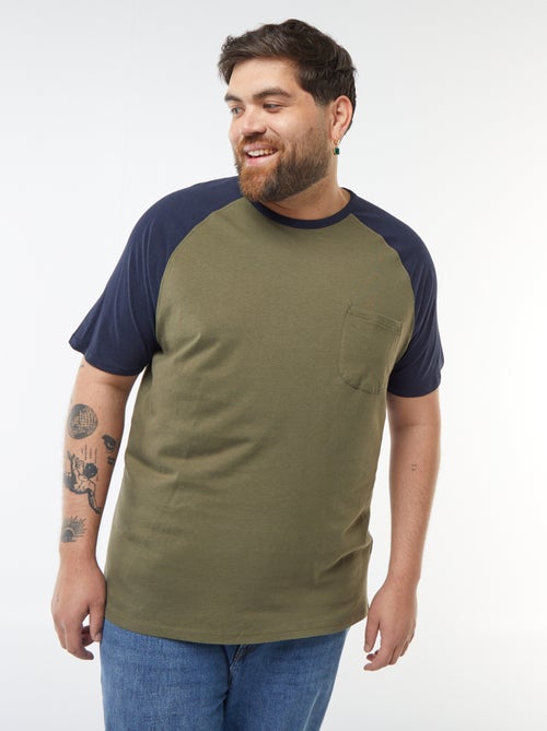 T-shirt Manches courtes raglan avec poche poitrine - Kiabi
