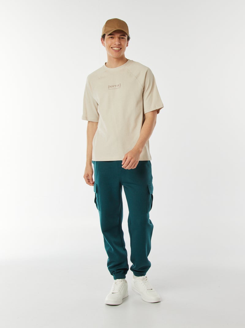 T-shirt manches courtes raglan imprimé Beige - Kiabi