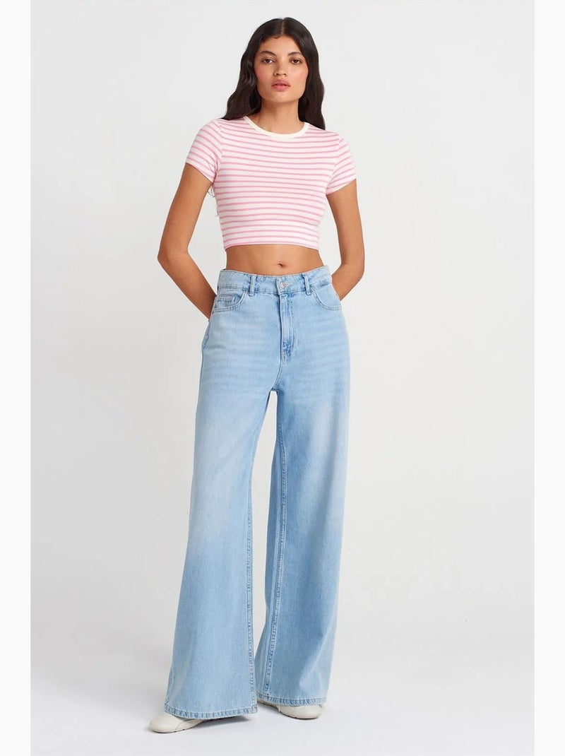 T-shirt manches courtes rayé dilvin Blanc Rose - Kiabi