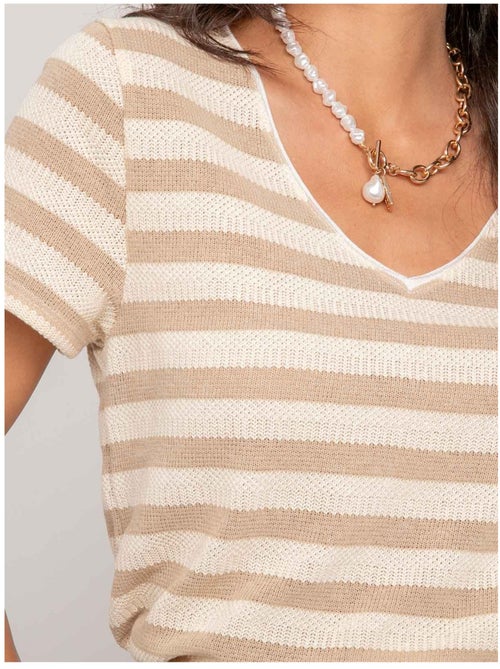 T-shirt manches courtes rayures FIGO - Kiabi