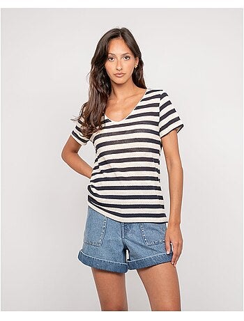 T-shirt manches courtes rayures FIGO