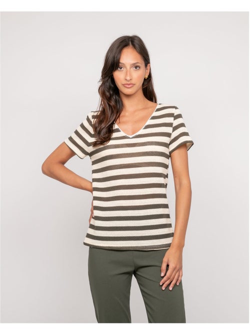 T-shirt manches courtes rayures FIGO - Kiabi