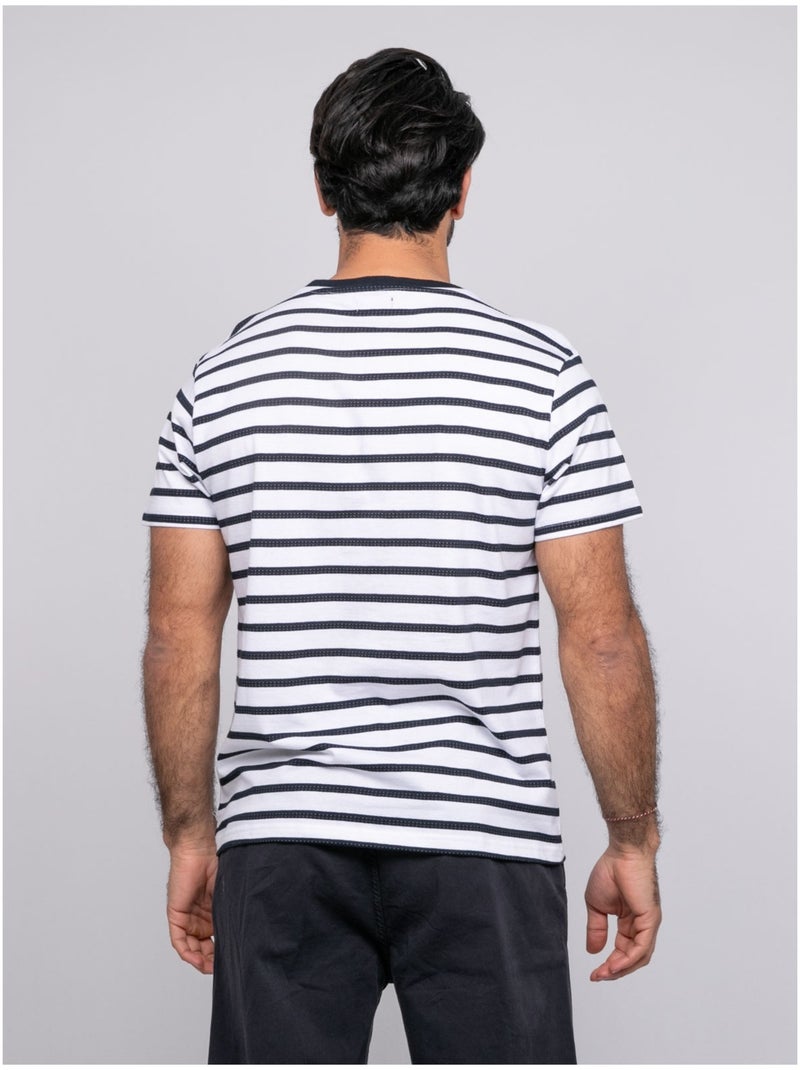 T-shirt manches courtes rayures NAFRO Ecru - Kiabi