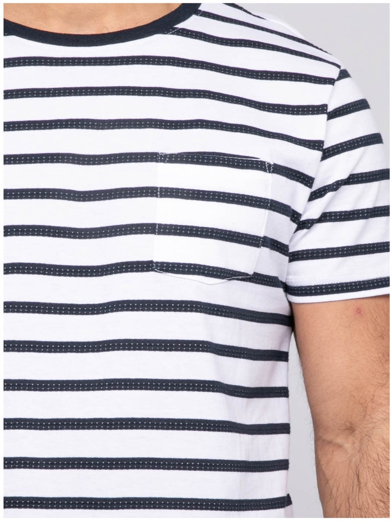 T-shirt manches courtes rayures NAFRO Ecru - Kiabi