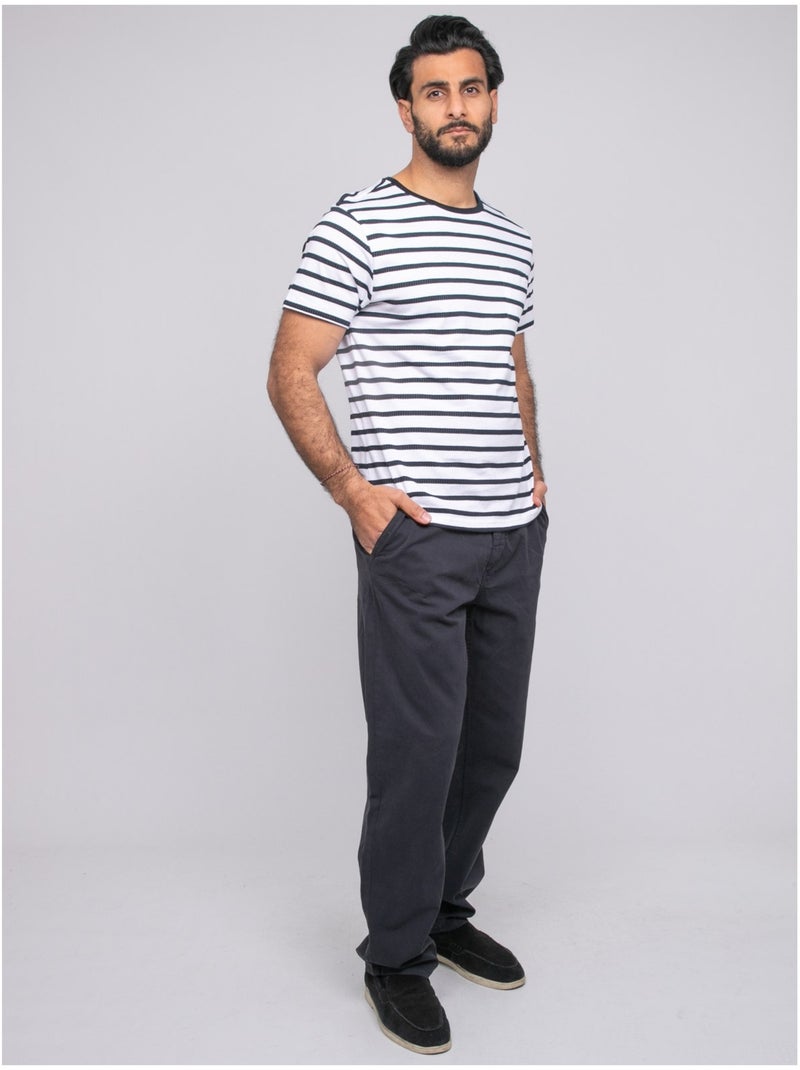 T-shirt manches courtes rayures NAFRO Ecru - Kiabi