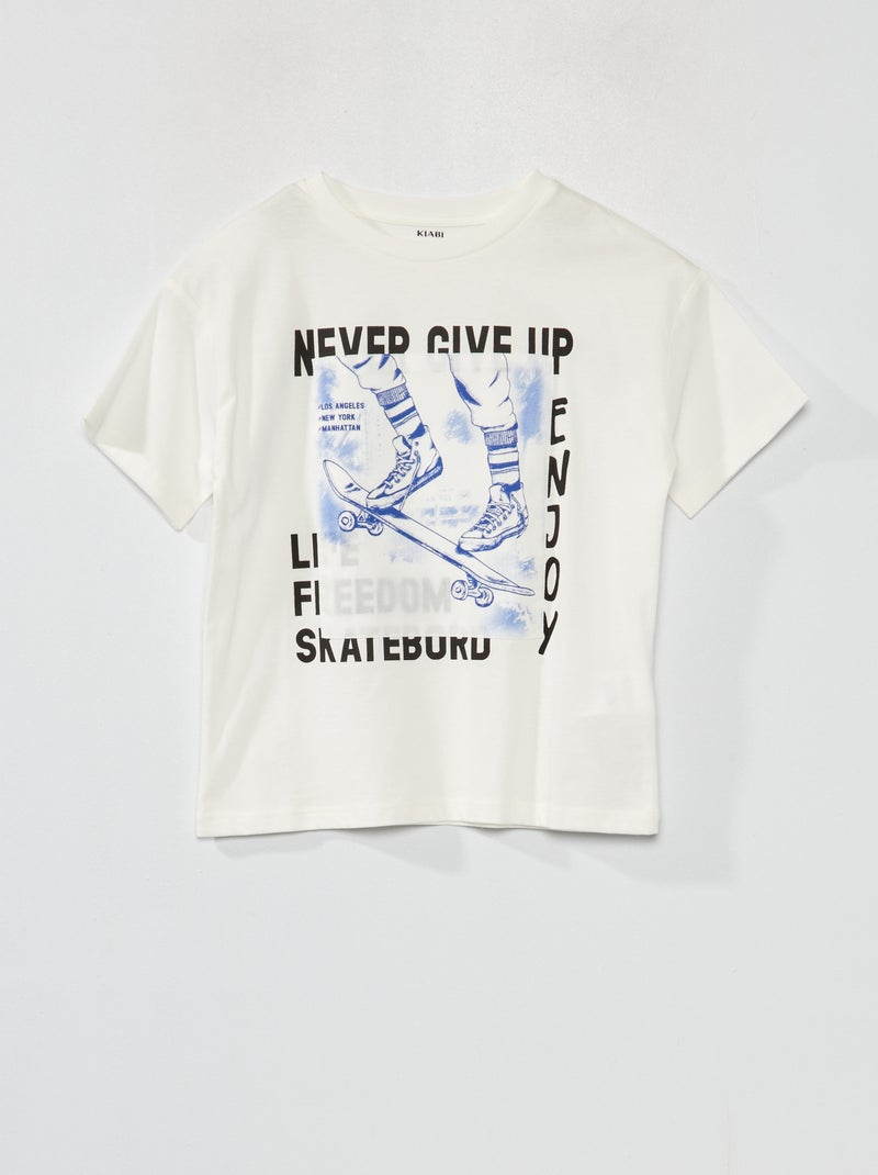 T-shirt manches courtes 'Skate' Blanc - Kiabi