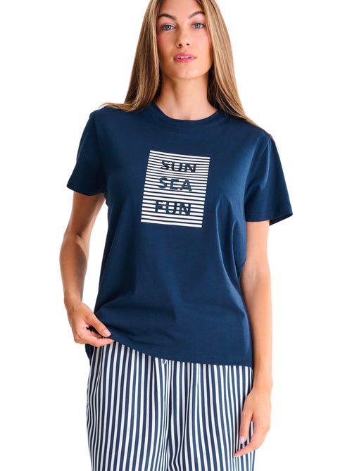 T-shirt manches courtes Sun Sea Fun SUMMERTIME - Kiabi