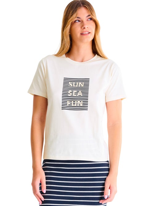 T-shirt manches courtes Sun Sea Fun SUMMERTIME - Kiabi