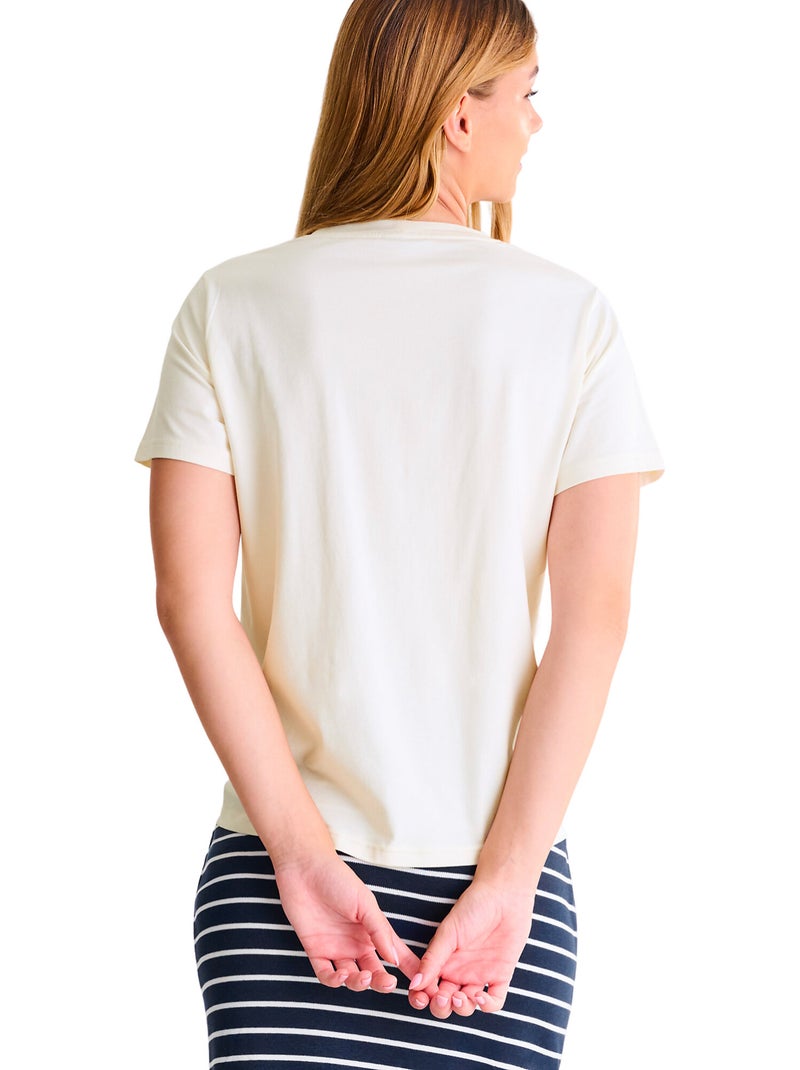 T-shirt manches courtes Sun Sea Fun SUMMERTIME Ecru - Kiabi