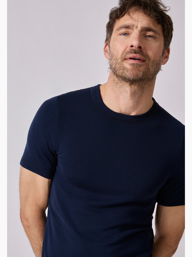 T-shirt manches courtes thermolactyl sensitive - damart Bleu marine - Kiabi