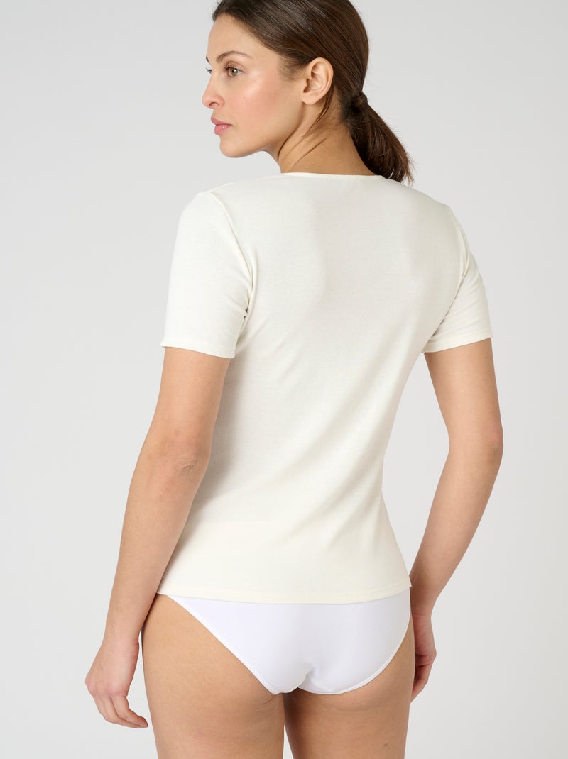 T-shirt manches courtes Thermolactyl Sensitive thermique - Damart Blanc cassé - Kiabi