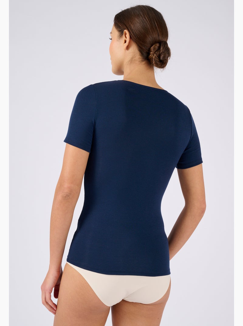 T-shirt manches courtes Thermolactyl Sensitive thermique - Damart Bleu marine - Kiabi