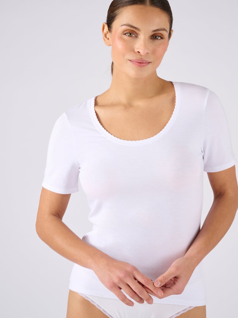 T-shirt manches courtes thermorégulant Evolutyl - Damart Blanc - Kiabi