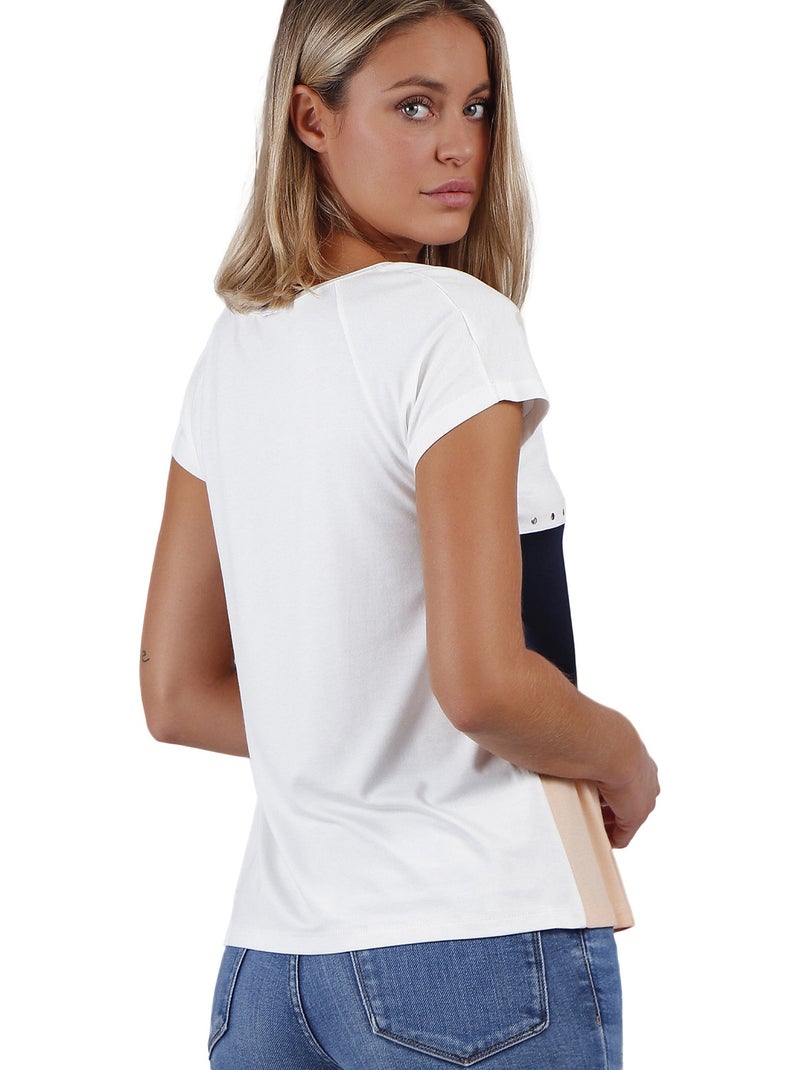 T-shirt manches courtes Tricolor Ecru - Kiabi