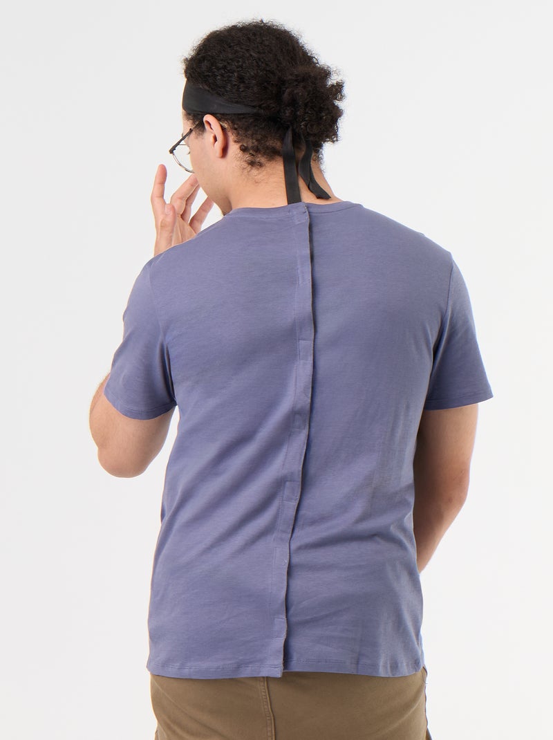 T-shirt manches courtes uni - collection facile à enfiler Bleu - Kiabi
