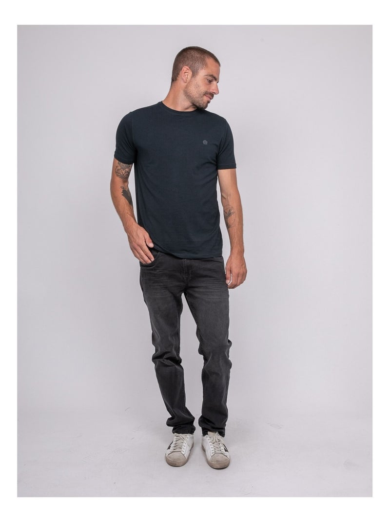 T-shirt manches courtes uni JEDDA Bleu marine - Kiabi