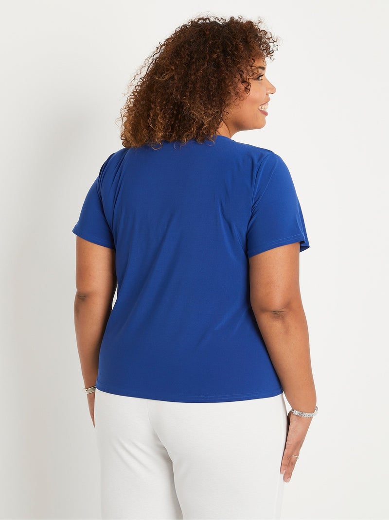 T-shirt manches courtes uni ou imprimé Bleu - Kiabi