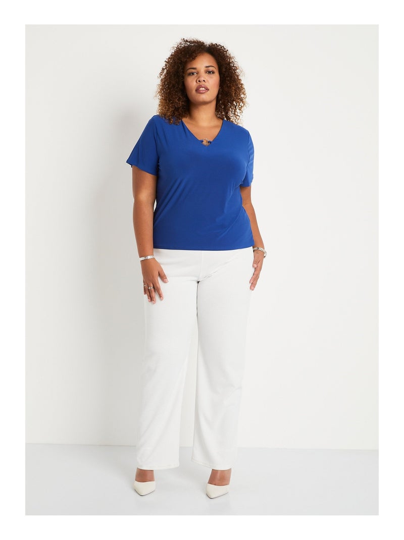 T-shirt manches courtes uni ou imprimé Bleu - Kiabi