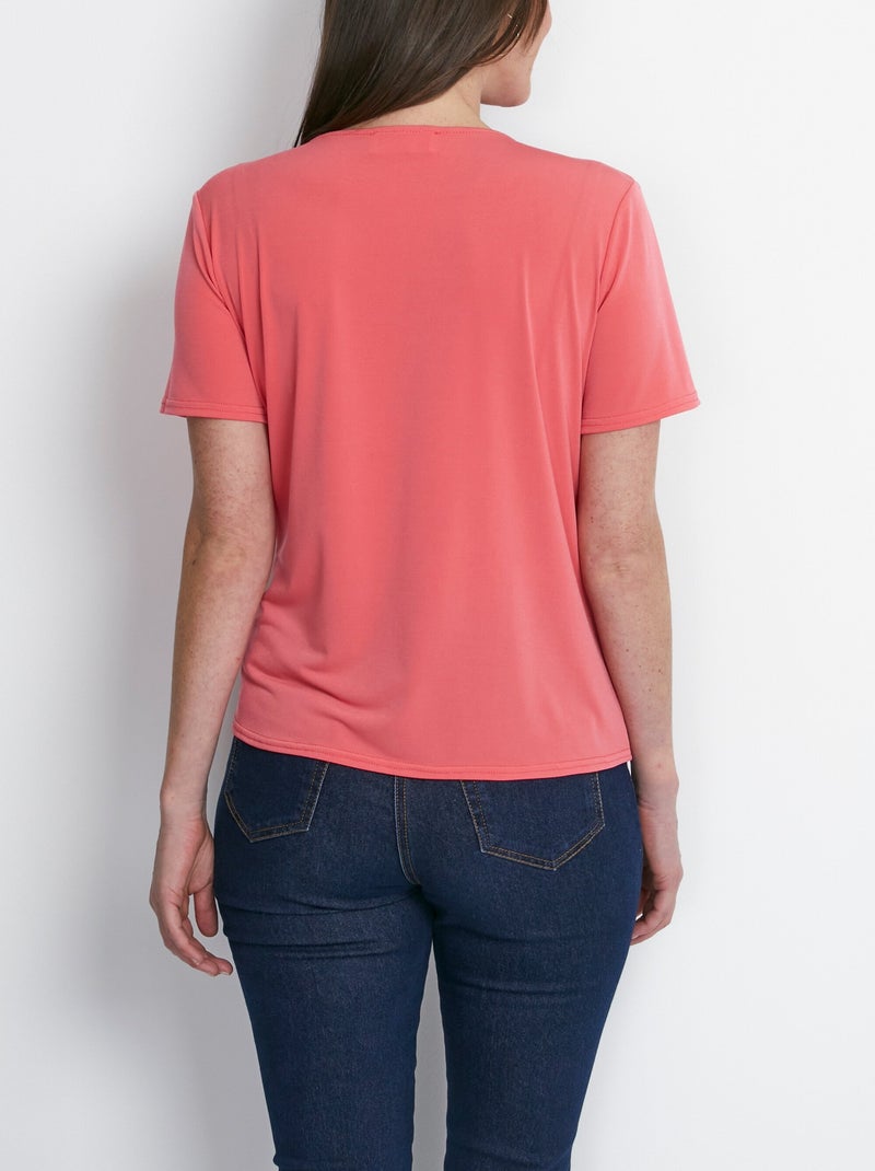 T-shirt manches courtes uni ou imprimé Orange - Kiabi