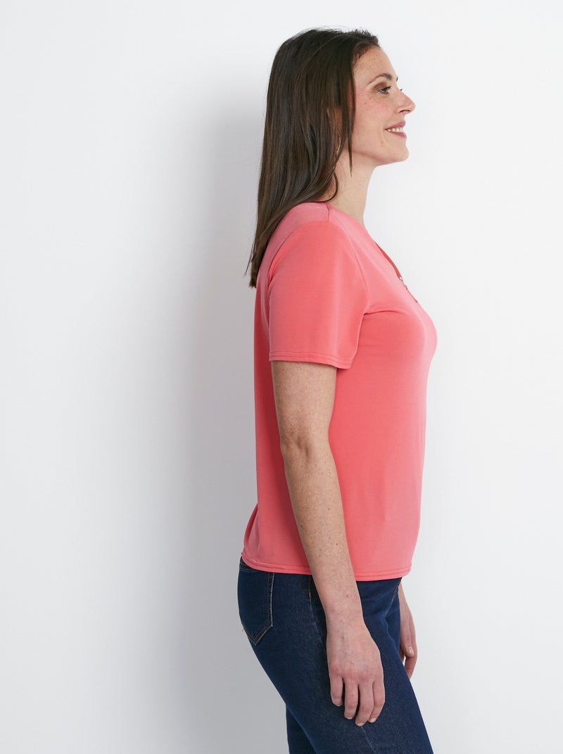 T-shirt manches courtes uni ou imprimé Orange - Kiabi