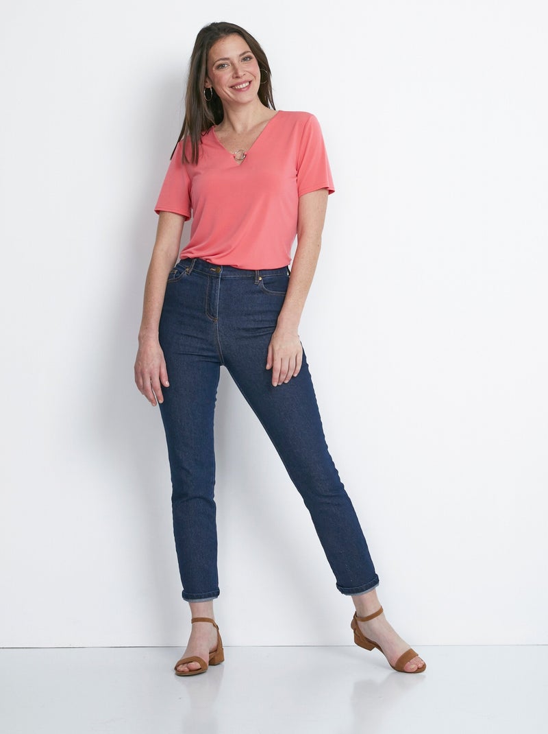 T-shirt manches courtes uni ou imprimé Orange - Kiabi