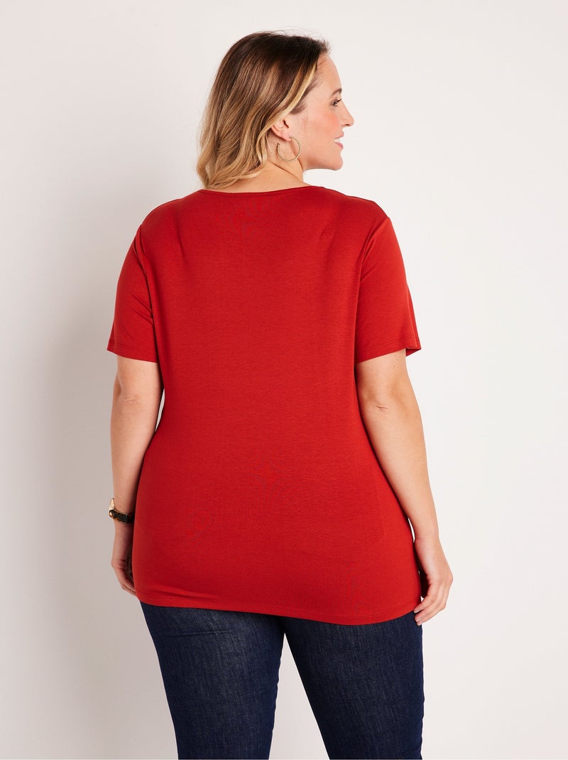 T-shirt manches courtes uni ou imprimé Orange - Kiabi