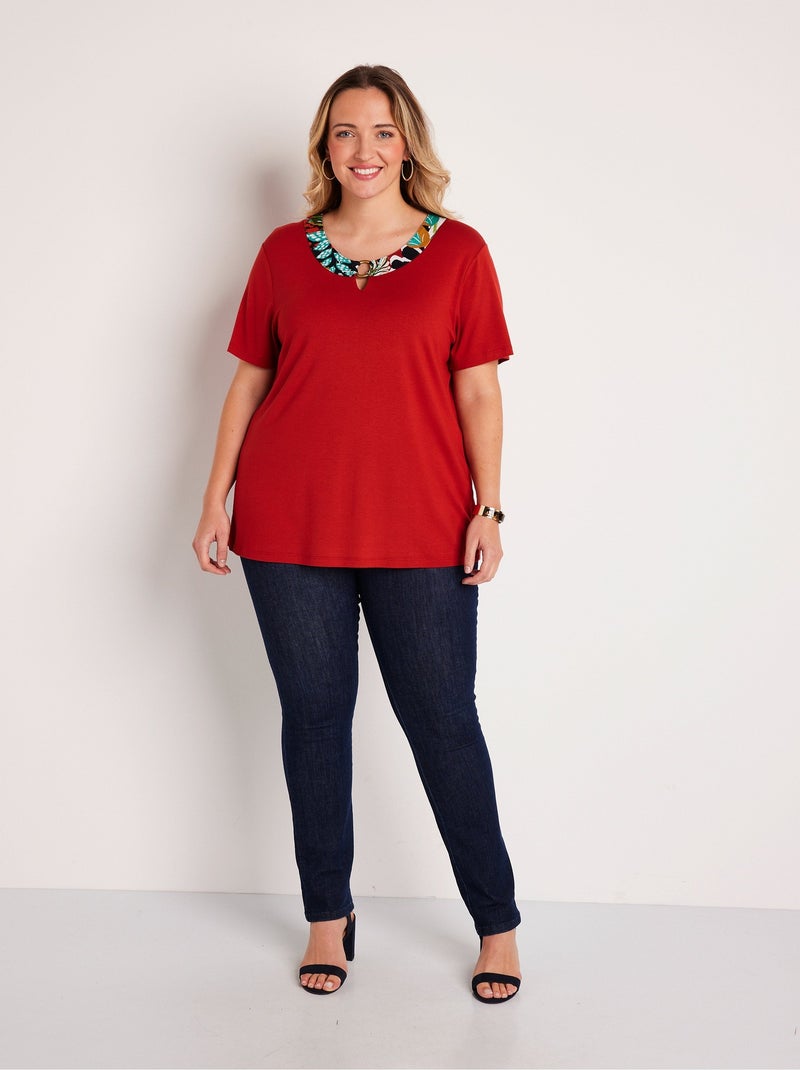 T-shirt manches courtes uni ou imprimé Orange - Kiabi