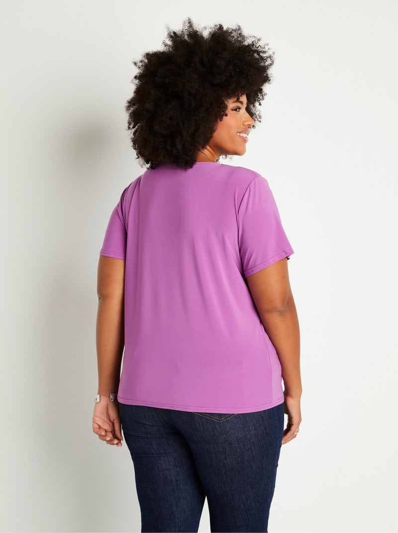 T-shirt manches courtes uni ou imprimé Violet - Kiabi