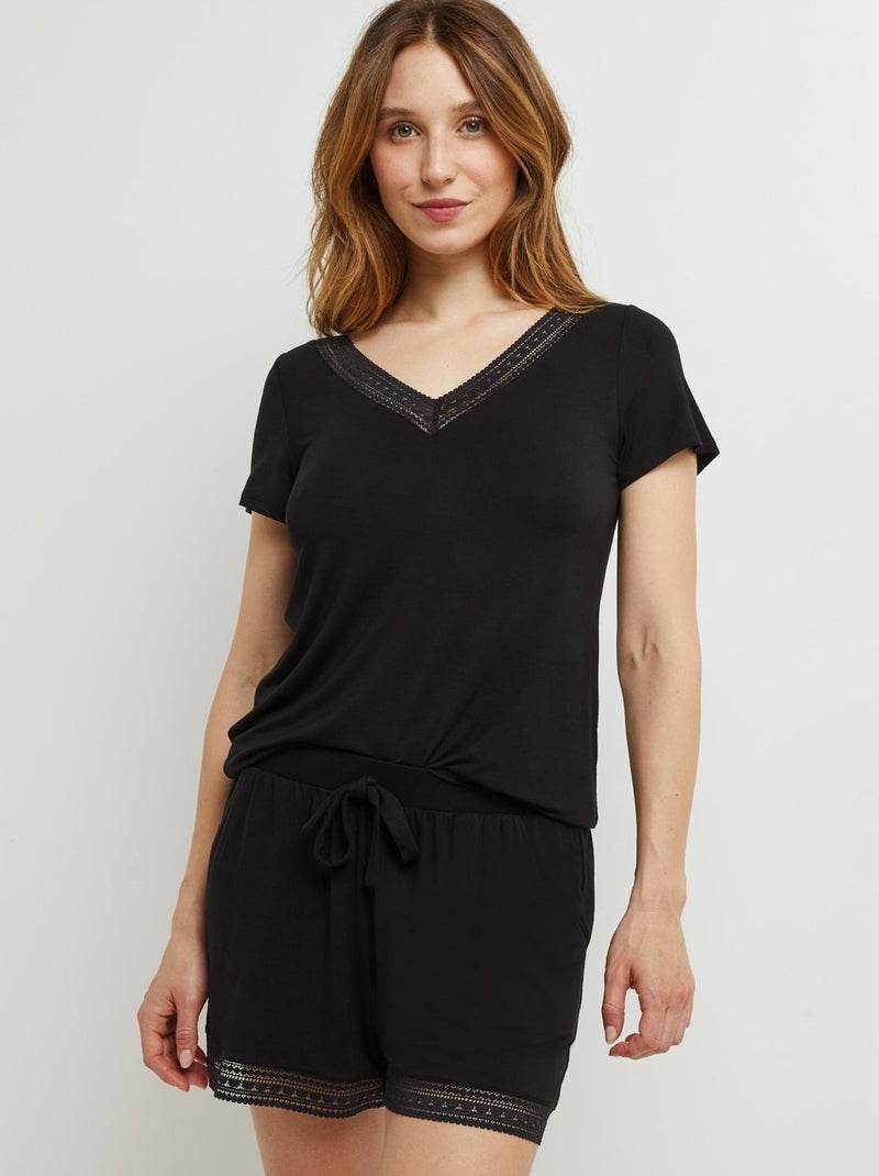 T-shirt manches courtes viscose Camille - RougeGorge Lingerie Noir - Kiabi