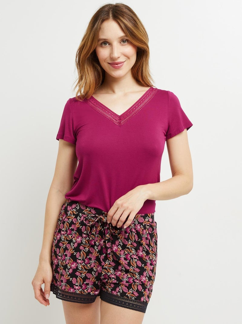 T-shirt manches courtes viscose Camille - RougeGorge Lingerie Violet prune - Kiabi
