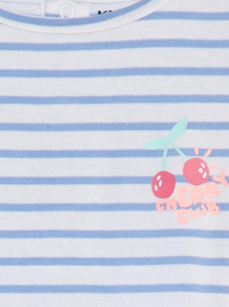 T-shirt manches courtes volantées à imprimé BLANC - Kiabi