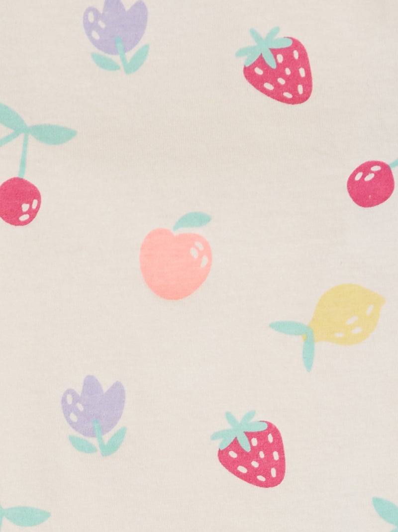 T-shirt manches courtes volantées à imprimé ROSE - Kiabi