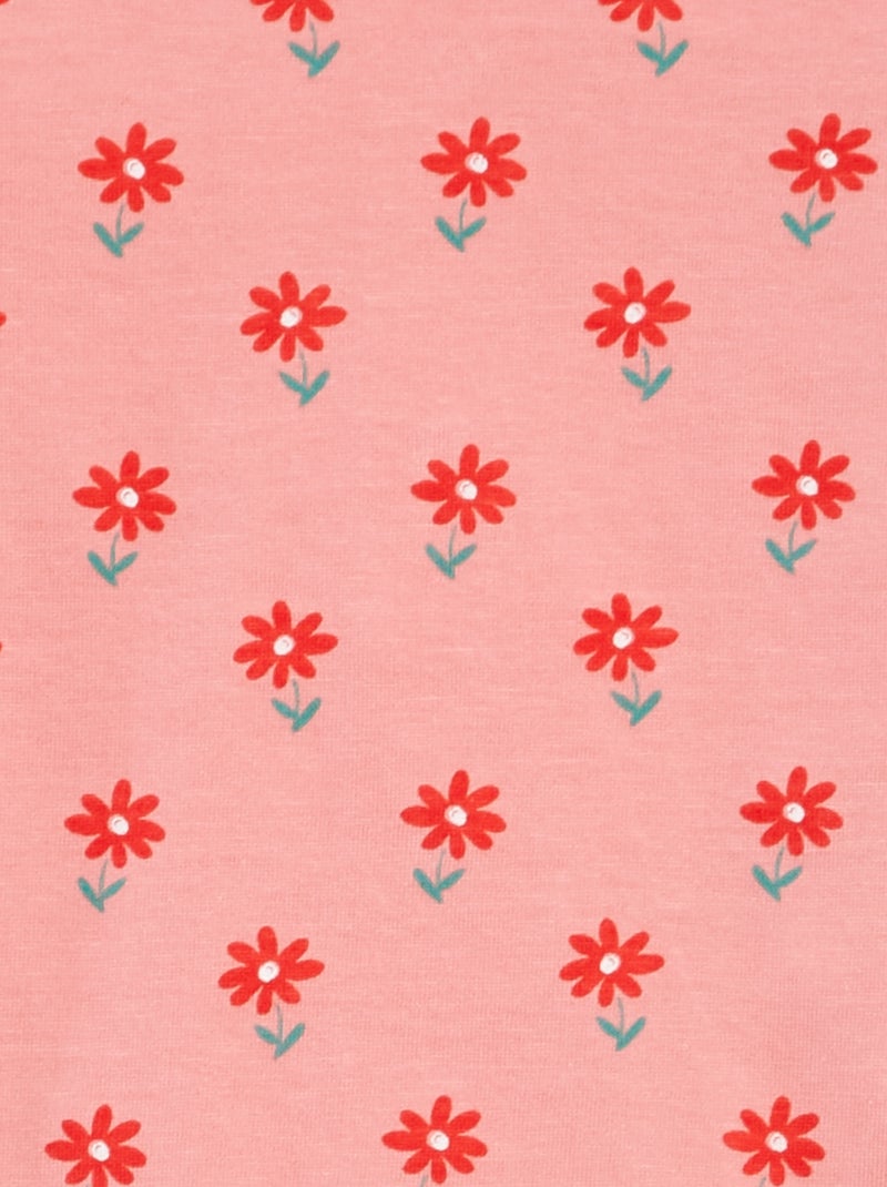 T-shirt manches courtes volantées à imprimé ROSE - Kiabi