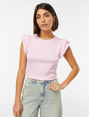 T-shirt manches courtes volantées
