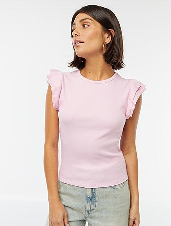 T-shirt manches courtes volantées