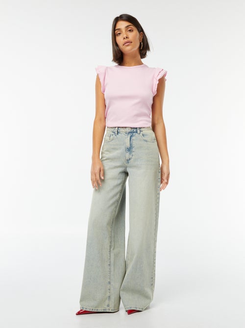 T-shirt manches courtes volantées - Kiabi