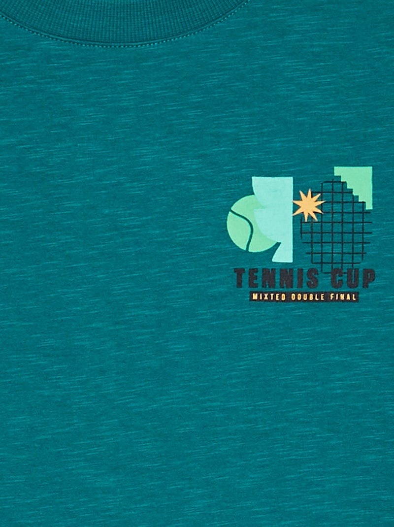 T-shirt manches longue avec imprimé recto/verso Vert - Kiabi