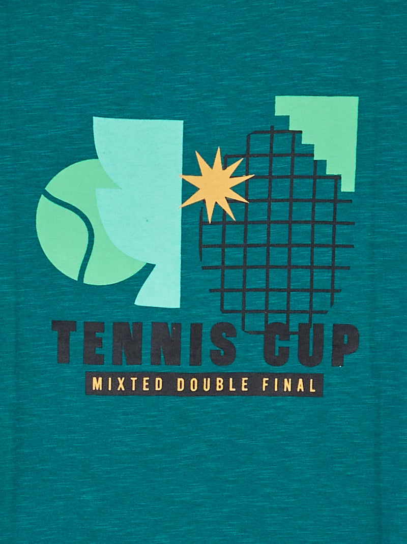 T-shirt manches longue avec imprimé recto/verso Vert - Kiabi