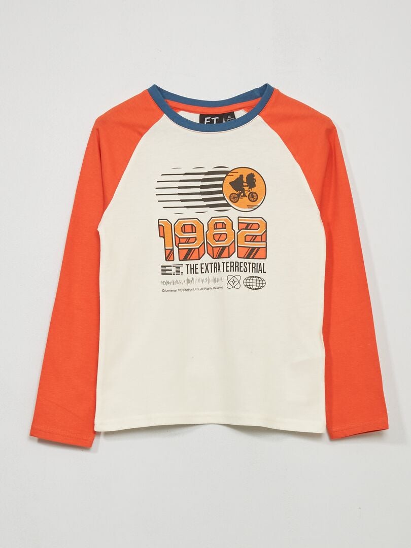 T-shirt manches longue ' E.T' Blanc/orange - Kiabi