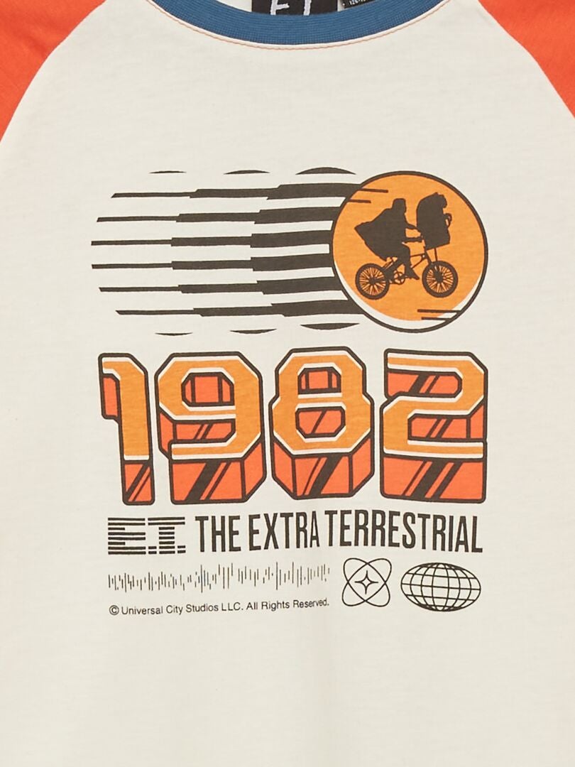 T-shirt manches longue ' E.T' Blanc/orange - Kiabi
