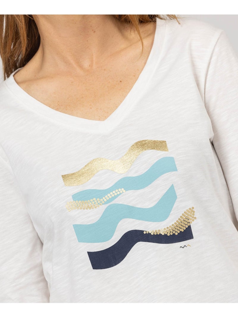 T-shirt manches longues - Terre de Marins Beige - Kiabi