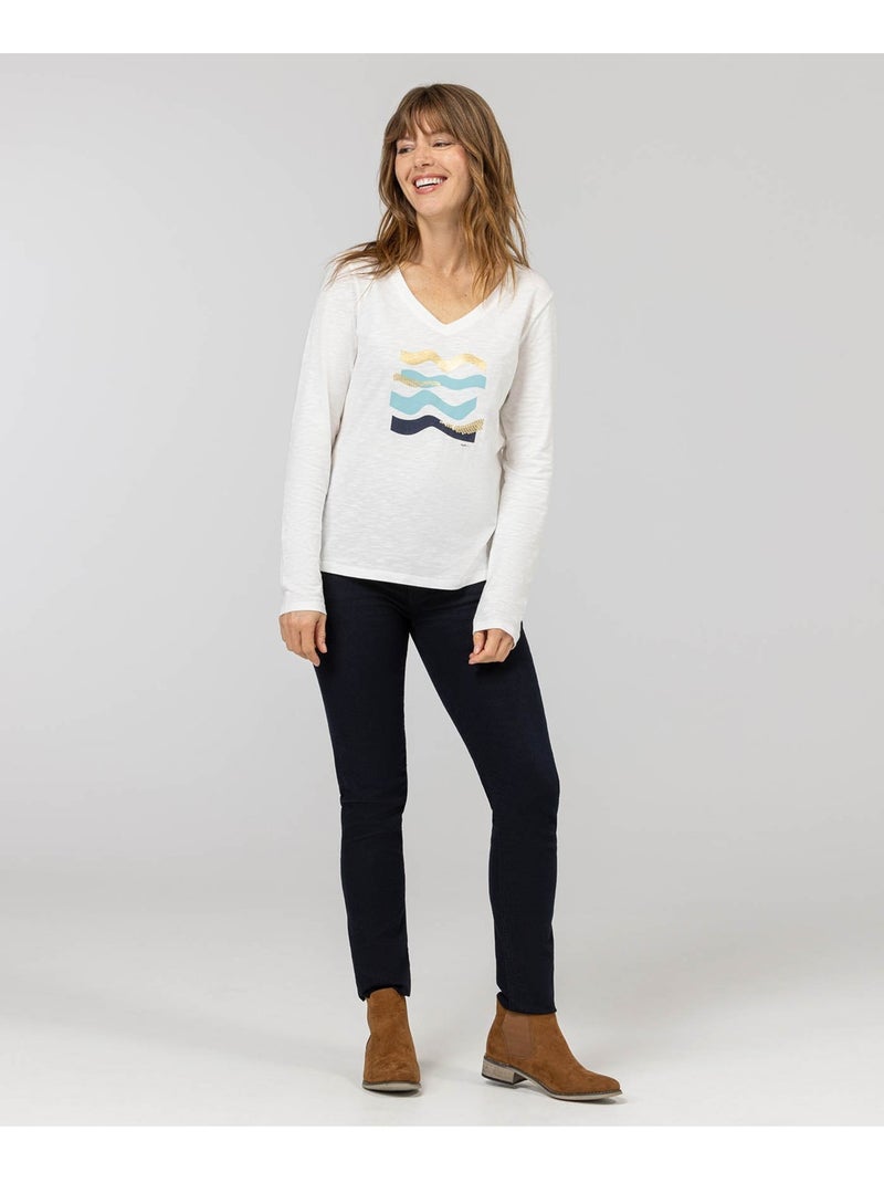 T-shirt manches longues - Terre de Marins Beige - Kiabi